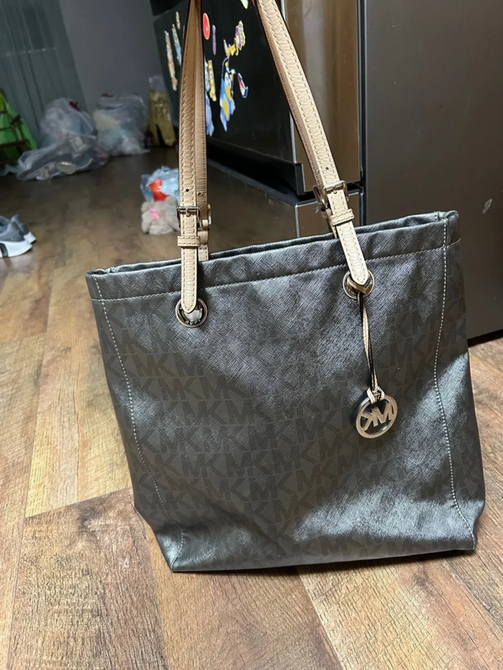 Michael Kors Black Tote with Tan Straps - Picture 4 of 4